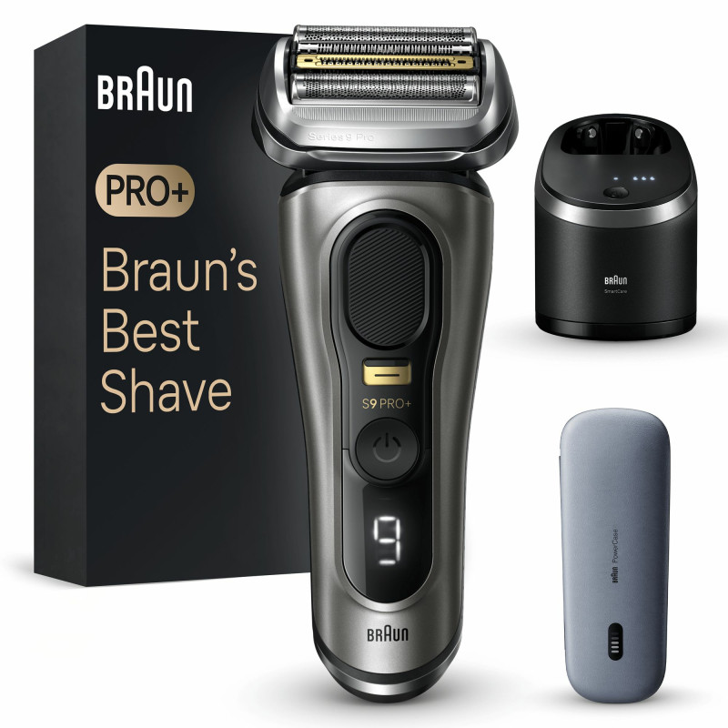 Braun 218276 Series 9 Pro+ 9575cc Wet & Dry, Máquina de afeitar de láminas, Metálico, Batería, 90 min, 170 mm, 260 mm