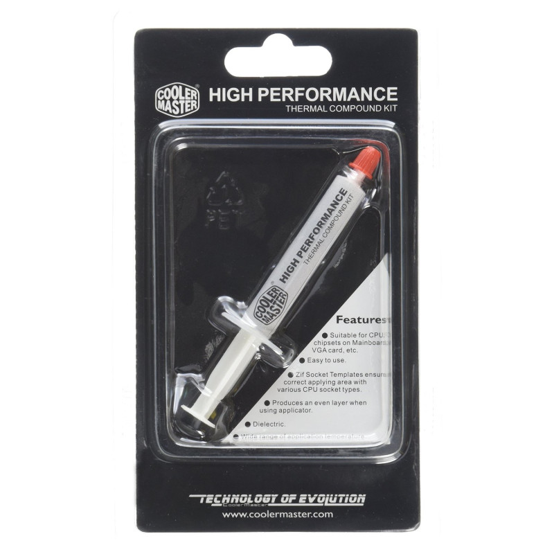 Cooler Master HTK-002-U1-GP HTK-002, Pasta térmica, 4,5 W/m·K, Blanco, 0,8 ° C/W, 2,37 g/cm³, 1 pieza(s)