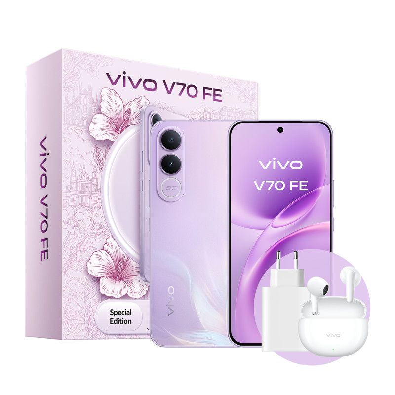 VIVO 5673127 V70 FE, 17,4 cm (6.83"), 8 GB, 256 GB, 200 MP, Android 16.0, Púrpura