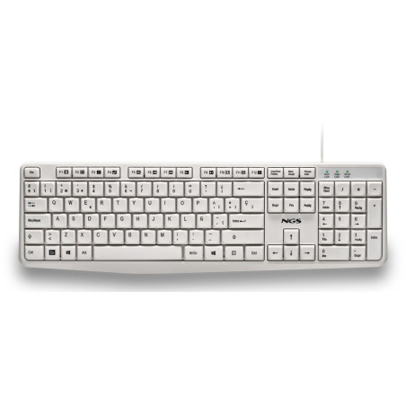 NGS NGS-KEYBOARD-0513 HERITAGE, Completo (100%), Alámbrico, USB, QWERTY, Blanco