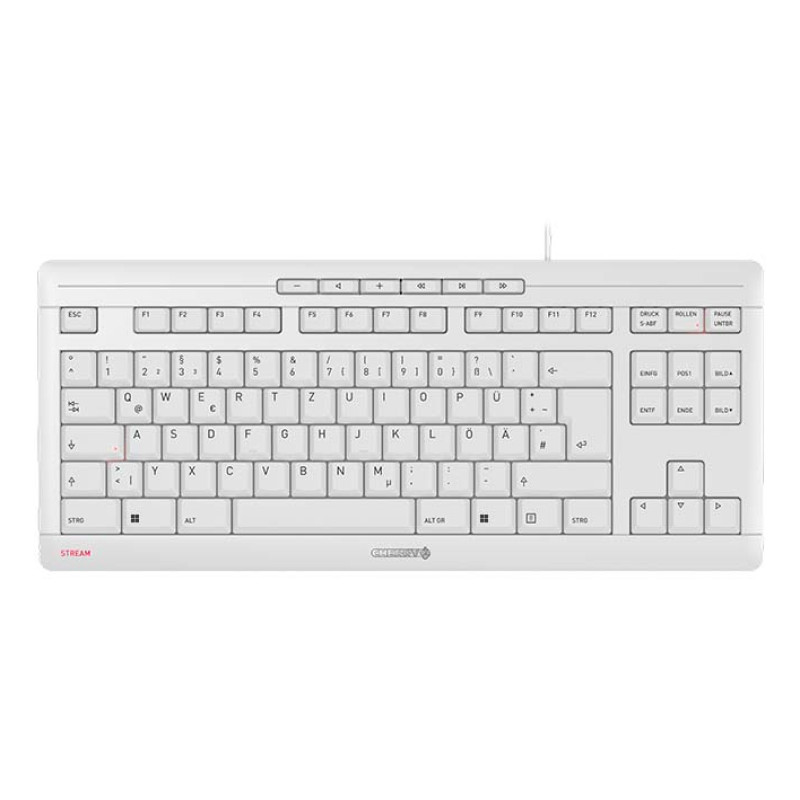 CHERRY JK-8600DE-0 STREAM KEYBOARD TKL, Alámbrico, USB, Switch de tecla de tijera, QWERTZ, Blanco