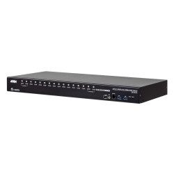 ATEN CS18216-AT-G Switch KVM HDMI 4K USB 3.0 de 16 puertos, 4096 x 2160 Pixeles, 4K Ultra HD, 13,12 W, Negro