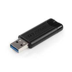 Verbatim 49318 PinStripe 3.0 - Unidad USB 3.0 de 64 GB  - Negro, 64 GB, USB tipo A, 3.2 Gen 1 (3.1 Gen 1), Deslizar, 7 g, 2