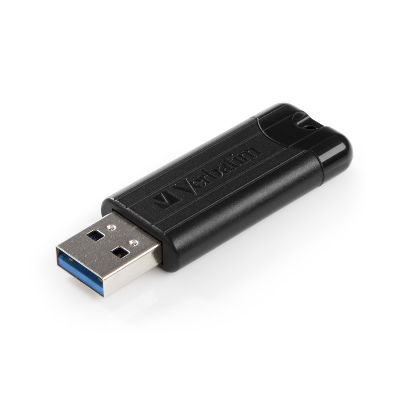 Verbatim 49318 PinStripe 3.0 - Unidad USB 3.0 de 64 GB  - Negro, 64 GB, USB tipo A, 3.2 Gen 1 (3.1 Gen 1), Deslizar, 7 g,