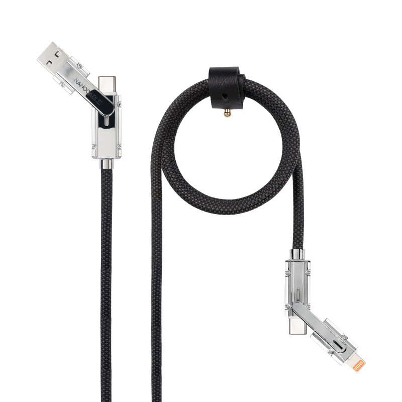 Nanocable 10.01.2601 10.01.2601, 1 m, USB A/USB C, USB C/Lightning, Negro, Gris