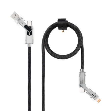 Nanocable 10.01.2601 10.01.2601, 1 m, USB A/USB C, USB C/Lightning, Negro, Gris
