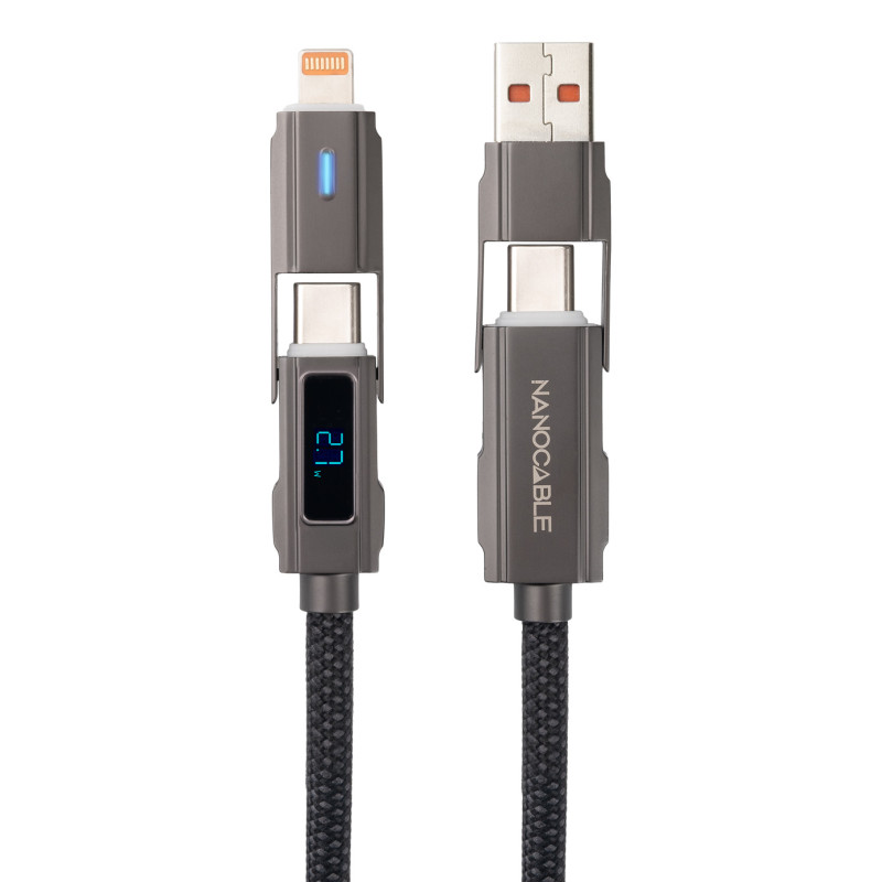 Nanocable 10.01.2501 10.01.2501, 1 m, USB A/USB C, USB C/Lightning, Negro