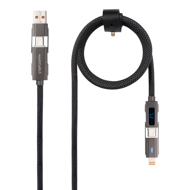 Nanocable 10.01.2501 10.01.2501, 1 m, USB A/USB C, USB C/Lightning, Negro