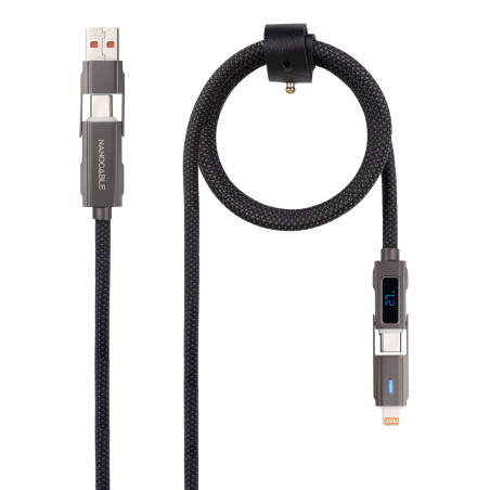 Nanocable 10.01.2501 10.01.2501, 1 m, USB A/USB C, USB C/Lightning, Negro
