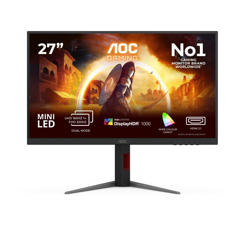 AOC U27G4XM G4 U27G4XM, 68,6 cm (27"), 3840 x 2160 Pixeles, 4K Ultra HD, LED, 1 ms, Negro, Rojo