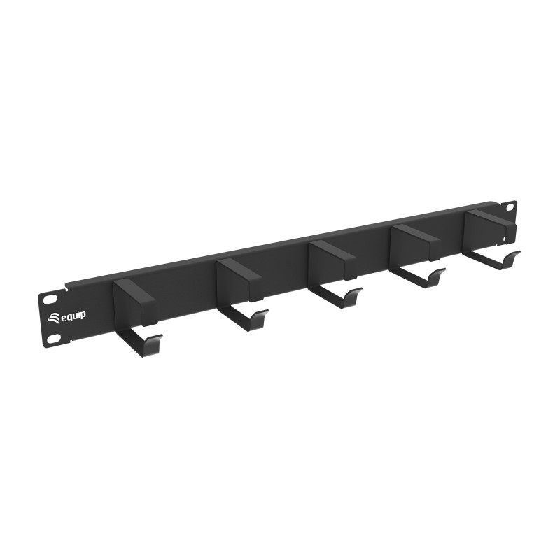 Equip 327319 Panel de gestión de cables de 19" 1U con 5 soportes de metal, Negro, Panel de gestión de cables, Acero,