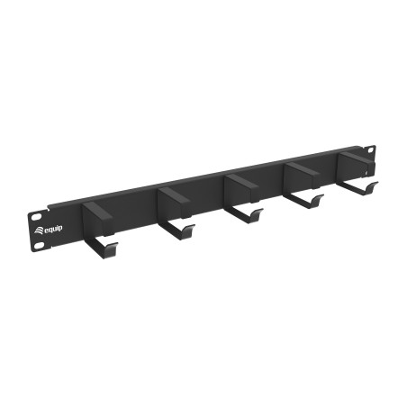 Equip 327319 Panel de gestión de cables de 19" 1U con 5 soportes de metal, Negro, Panel de gestión de cables, Acero,