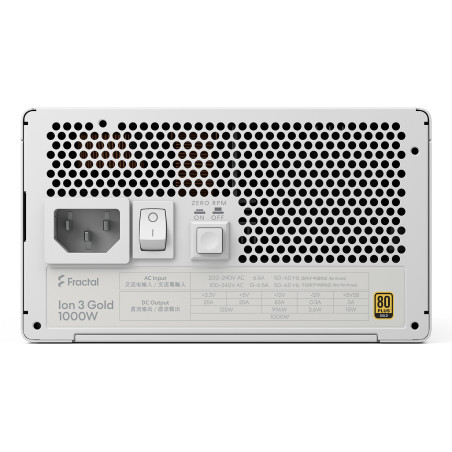 Fractal Design FD-P-IA3G-101 Ion 3 Gold 1000W, 1000 W, 100 - 240 V, Activo, 45%, Sobreintensidad, Sobretensión, Sobrevoltaje,
