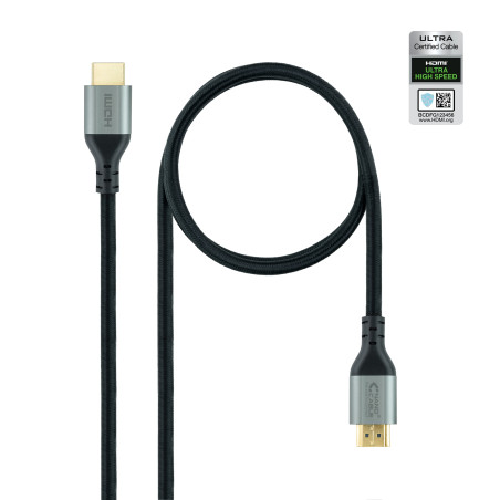 Nanocable 10.15.8103 Cable HDMI 2.1 Certificado ULTRA HIGH SPEED A/M-A/M, Negro, 3 m, 3 m, HDMI tipo A (Estándar), HDMI tipo A
