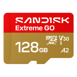 SanDisk SDSQXGN-128G-GN6MN Extreme GO, 128 GB, MicroSDXC, UHS-I, 240 MB/s, 120 MB/s, Class 3 (U3)