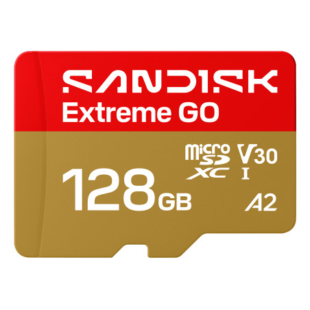 SanDisk SDSQXGN-128G-GN6MN Extreme GO, 128 GB, MicroSDXC, UHS-I, 240 MB/s, 120 MB/s, Class 3 (U3)