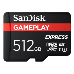 SanDisk SDSQXFN-512G-GN6GN GamePlay Express microSD 512GB, 512 GB, MicroSD, Clase 10, UHS-I, 880 MB/s, 650 MB/s