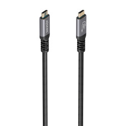 AISENS A107-0988 Cable USB 3.2 Gen2x2 Aluminio 20Gbps 8K@30Hz 5A 100W E-Mark, Tipo USB-C/M-USB-C/M, Negro, 3.0m, 3 m, USB C,