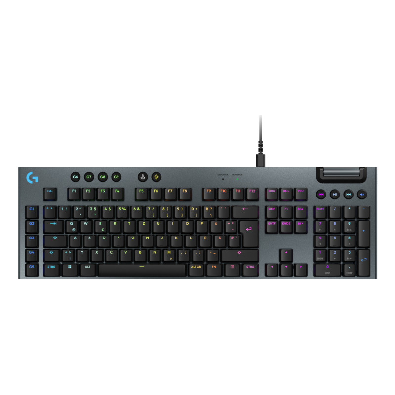 Logitech G 920-012938 G915 X, Alámbrico, USB, Interruptor mecánico, QWERTZ, LED RGB, Negro