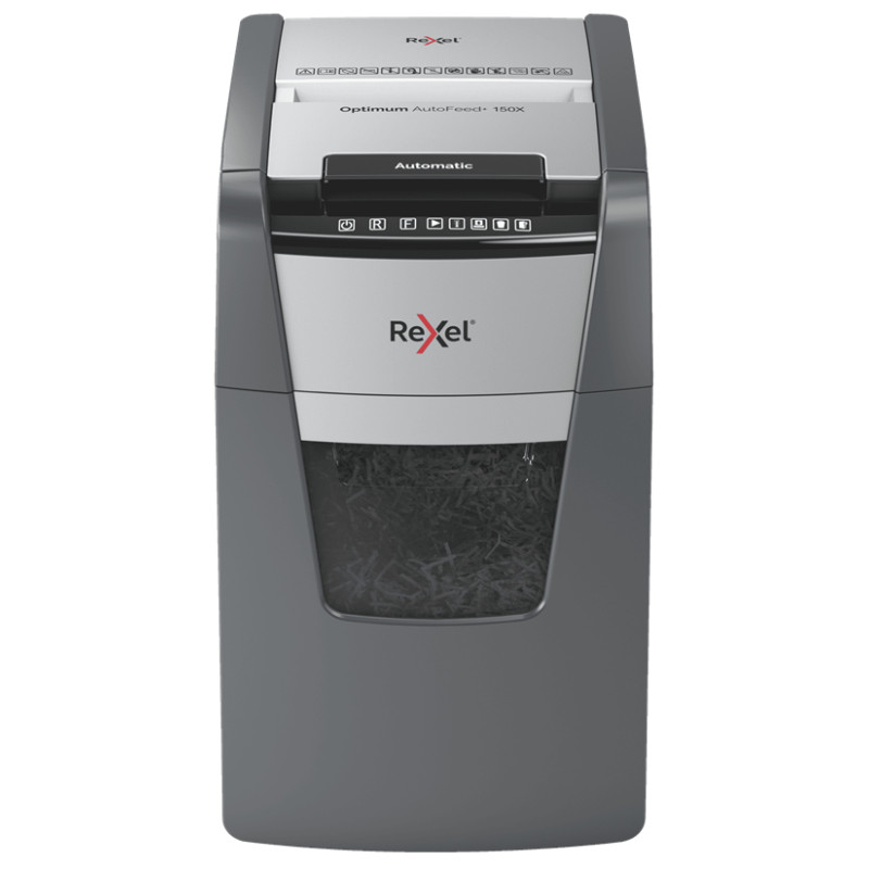Rexel 2020150XEU Optimum AutoFeed+ 150X A, Corte cruzado, 22 cm, 4 x 28 mm, 44 L, 350 hojas, 55 dB