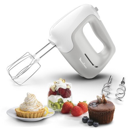 Moulinex HM450B10 PowerMix HM450B, Batidora de mano, Gris, Blanco, Mezcla, palanca, Plástico, Metal