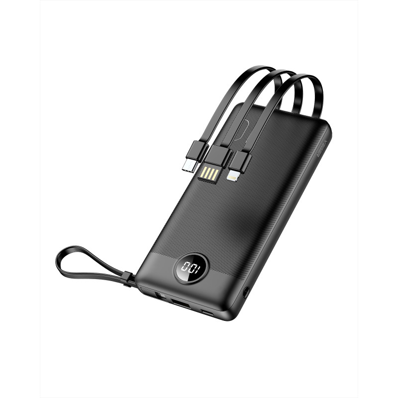 VEGER C20 C20 VG-W2047 PowerBank 20000mAh with cables bulit-in, 20000 mAh, Polímero de litio, 10 W, Negro