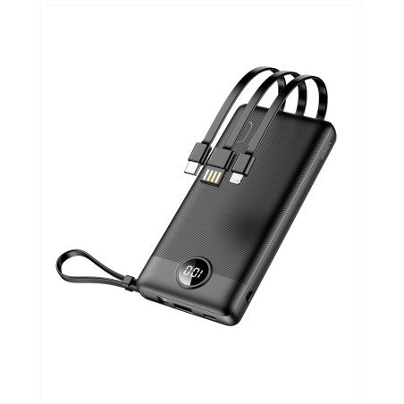VEGER C20 C20 VG-W2047 PowerBank 20000mAh with cables bulit-in, 20000 mAh, Polímero de litio, 10 W, Negro