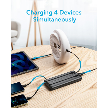 VEGER C20 C20 VG-W2047 PowerBank 20000mAh with cables bulit-in, 20000 mAh, Polímero de litio, 10 W, Negro