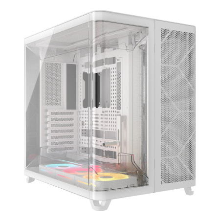 Corsair CC-9011321-WW AIR 5400 LX-R RGB iCUE LINK, Midi Tower, PC, Blanco, ATX, EATX, micro ATX, Mini-ITX, Acero, Vidrio