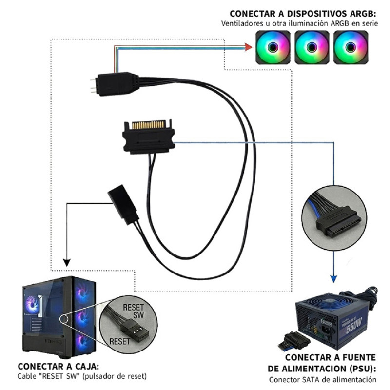 CoolBox COO-ARGB-CTRL01 CONTROLADOR MINI ILUMINACIÓN ARGB POR RESET, Placa A-RGB