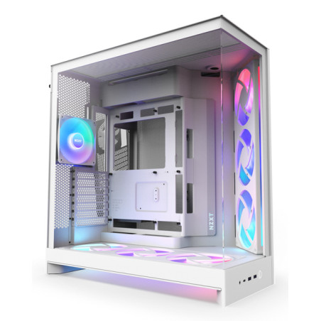 NZXT CM-H92FW-P1 H9 Flow RGB+, Midi Tower, PC, Blanco, ATX, EATX, micro ATX, Mini-ITX, Malla, SGCC, Vidrio templado, 16,5 cm