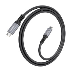 AISENS A156-0995 Cable USB4 Gen3x2 Aluminio 40Gbps 8K@60Hz 5A 48V 240W E-Mark, Tipo USB-C/M-USB-C/M, Negro, 1.5m, 1,5 m, USB C, 2