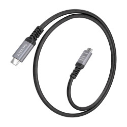 AISENS A156-0994 Cable USB4 Gen3x2 Aluminio 40Gbps 8K@60Hz 5A 48V 240W E-Mark, Tipo USB-C/M-USB-C/M, Negro, 1.0m, 1 m, USB C, 2