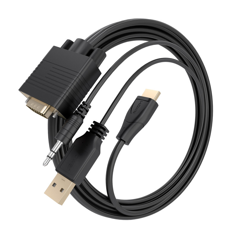 AISENS A122-1013 Cable Conversor HDMI a SVGA+Audio, HDMI A/M-SVGA/M+Jack 3.5/M+USB-A/M, Negro, 1.0m, 1 m, HDMI tipo A