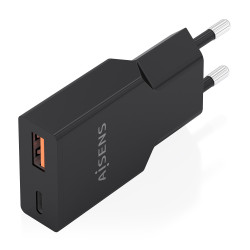AISENS A110-1005 Cargador Ultra Delgado GaN 30W, 1xUSB-C PD3.0 QC4.0, 1xUSB-A QC3.0, Negro, Interior, Corriente alterna, Negro 2