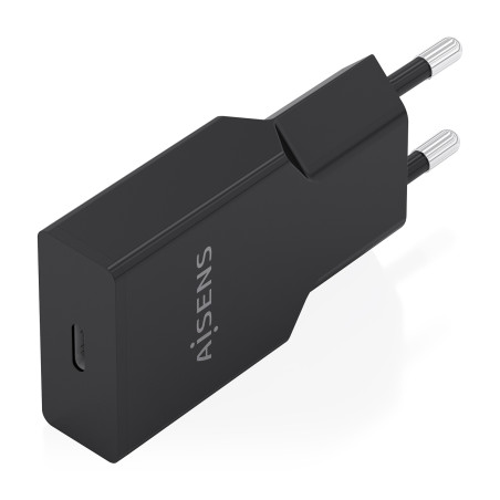 AISENS A110-1004 Cargador Ultra Delgado GaN 30W, 1xUSB-C PD3.0, Negro, Interior, Corriente alterna, Negro