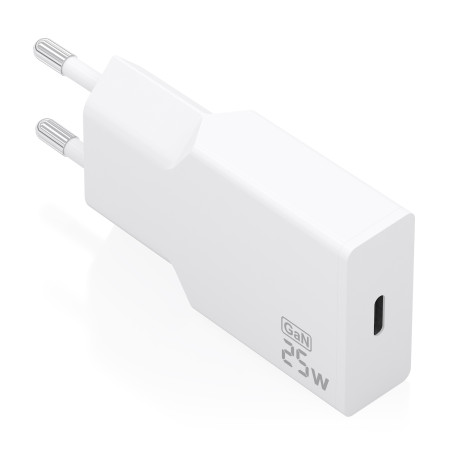 AISENS A110-0999 Cargador Ultra Delgado GaN 25W, 1xUSB-C PD3.0, Blanco, Interior, Corriente alterna, Blanco