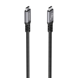 AISENS A107-0990 Cable USB 3.2 Gen2 Aluminio 10Gbps 8K@30Hz 5A 100W E-Mark, Tipo USB-C/M-USB-C/M, Negro, 5.0m, 5 m, USB C, USB