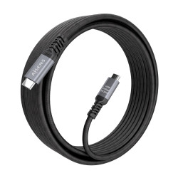 AISENS A107-0990 Cable USB 3.2 Gen2 Aluminio 10Gbps 8K@30Hz 5A 100W E-Mark, Tipo USB-C/M-USB-C/M, Negro, 5.0m, 5 m, USB C, USB 2