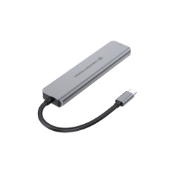 Conceptronic DONN33G DONN33G, Alámbrico, USB 3.2 Gen 1 (3.1 Gen 1) Type-C, 100 W, Plata, 5 Gbit/s, 4K Ultra HD 2