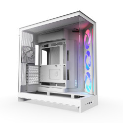 NZXT CM-H92FW-R1 H9 Flow RGB, Midi Tower, PC, Blanco, ATX, EATX, micro ATX, Mini-ITX, Malla, SGCC, Vidrio templado, 16,5 cm