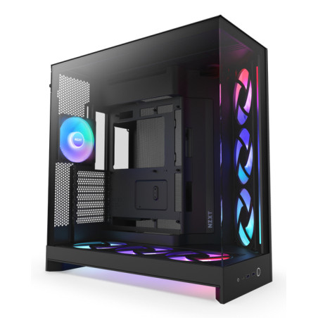 NZXT CM-H92FB-P1 H9 Flow RGB+, Midi Tower, PC, Negro, ATX, EATX, micro ATX, Mini-ITX, Malla, SGCC, Vidrio templado, Juego