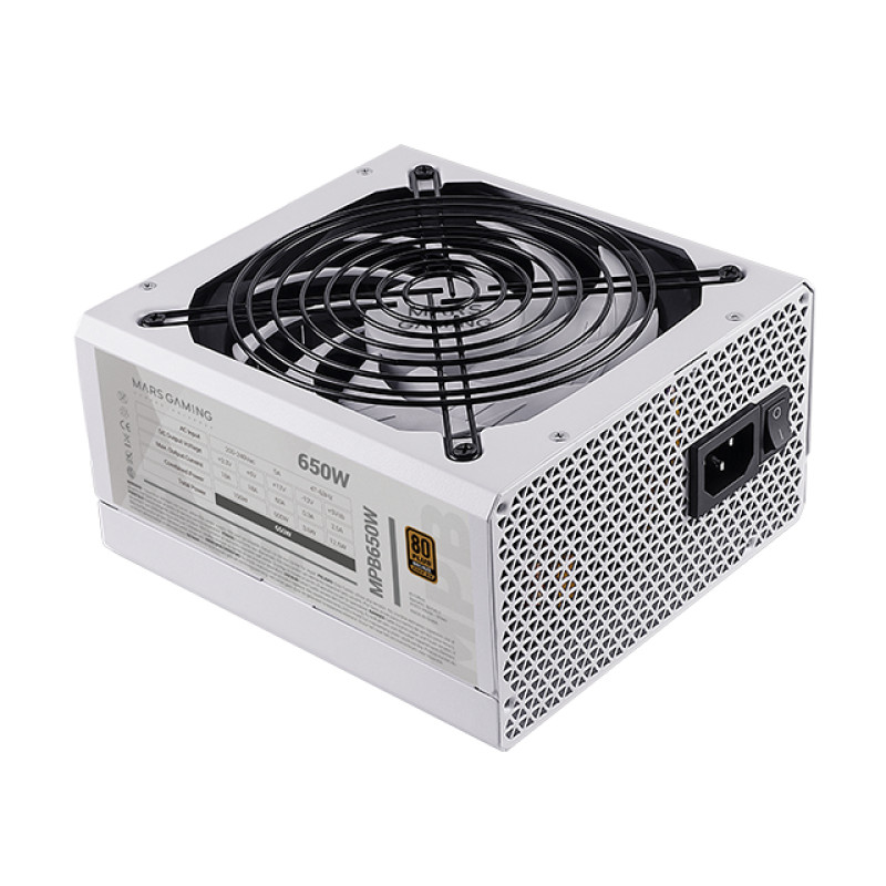 Mars Gaming MPB650W MPB650, Fuente Alimentación PC ATX 650W, 6 Años Garantía, 80Plus Bronze 230V, Ventilador 140mm FDB con
