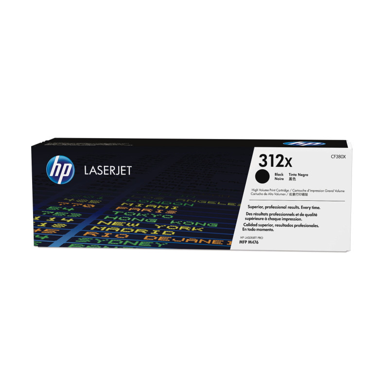 HP CF380X Cartucho de tóner de alta capacidad 312X negro para LaserJet, 4400 páginas, Negro, 1 pieza(s)