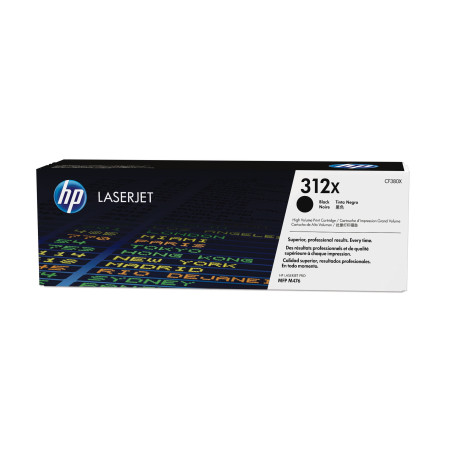 HP CF380X Cartucho de tóner de alta capacidad 312X negro para LaserJet, 4400 páginas, Negro, 1 pieza(s)