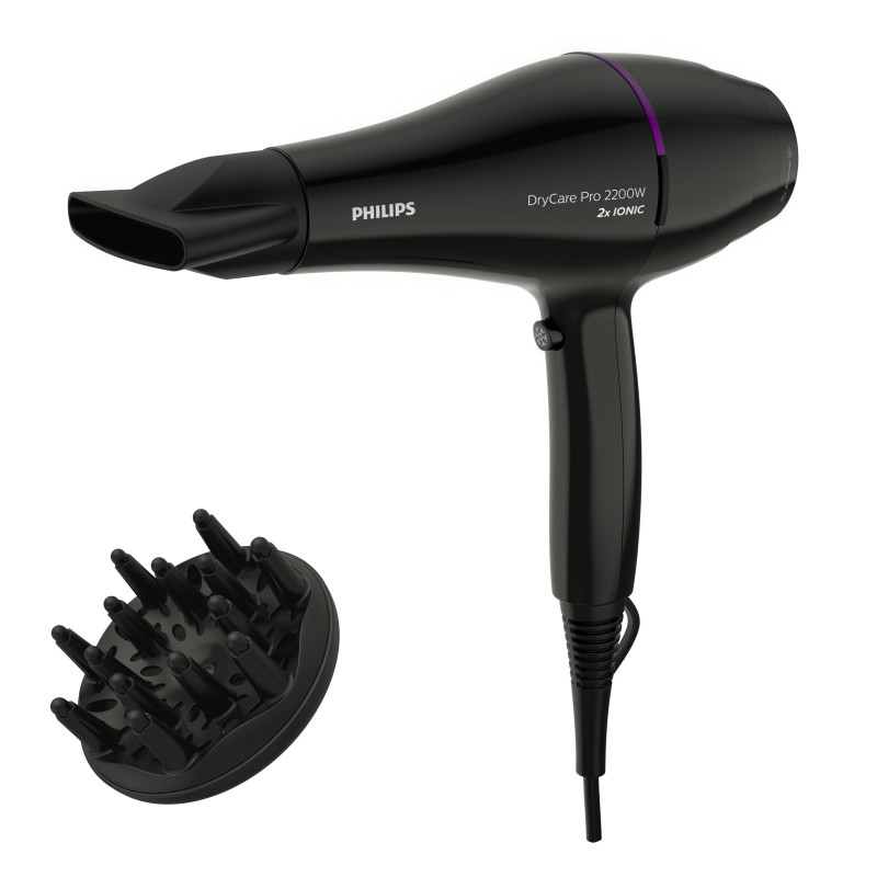 Philips BHD274/00 DryCare BHD274/00 Secador Pro, Corriente alterna, 36,11 m/s, Negro, Monocromo, Con agujero en la empuñadura