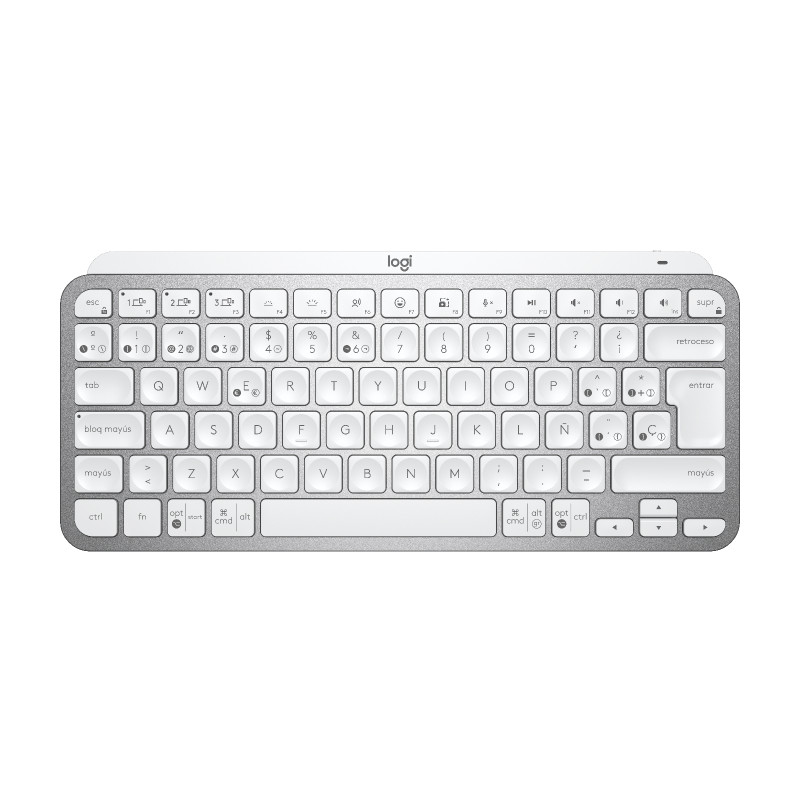 Logitech 920-010491 MX Keys Mini, Mini, Inalámbrico, RF Wireless + Bluetooth, QWERTY, LED, Gris