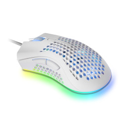 Mars Gaming MMEXW MMEX, Ratón Gaming RGB, 32K DPI, Cable Feather, Switches Ópticos, Blanco, One Size, mano derecha, Óptico,
