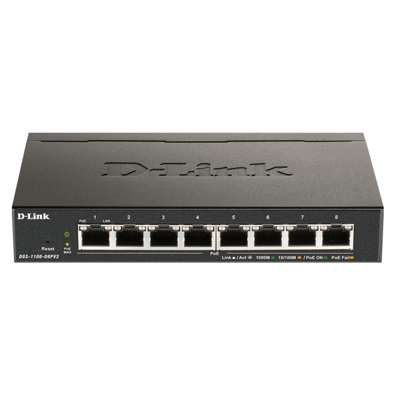 D-Link DGS-1100-08PV2 DGS-1100-08PV2/B, Gestionado, L2/L3, Gigabit Ethernet (10/100/1000), Bidireccional completo (Full