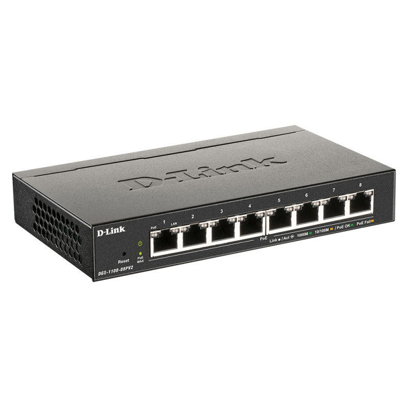 D-Link DGS-1100-08PV2 DGS-1100-08PV2/B, Gestionado, L2/L3, Gigabit Ethernet (10/100/1000), Bidireccional completo (Full